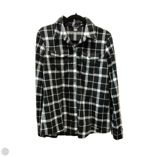 Top Long Sleeve Basic By Eddie Bauer In Plaid Pattern, Size: M