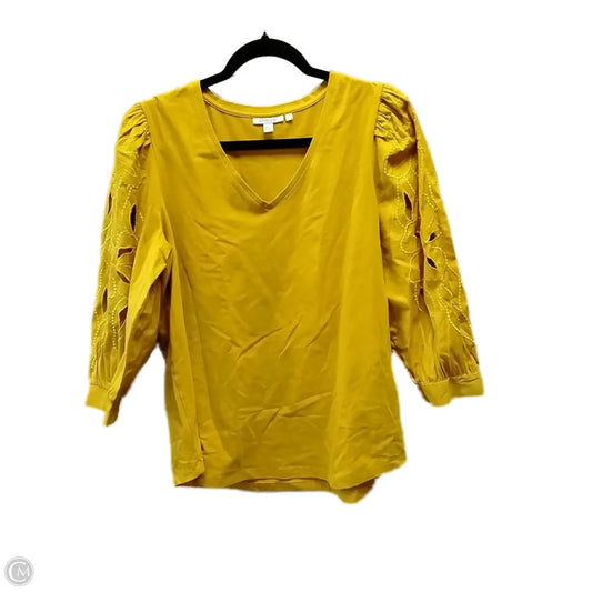 Top Long Sleeve Basic By Chicos In Yellow, Size: L