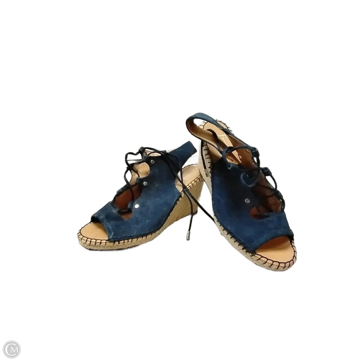 Sandals Heels Wedge By Franco Sarto In Blue & Tan, Size: 7