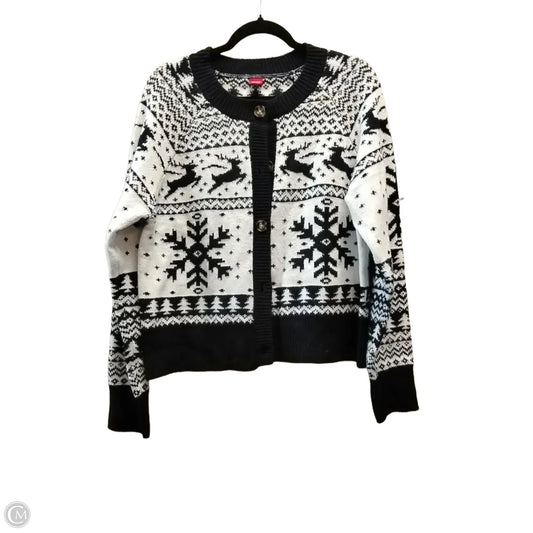 Sweater Cardigan By Clothes Mentor In Blue & White, Size: M