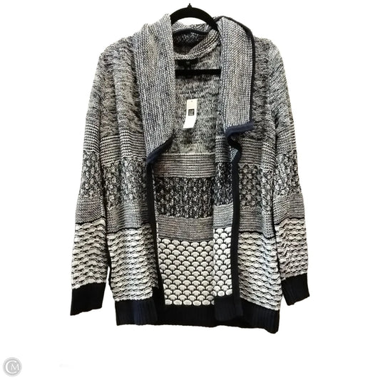 Sweater Cardigan By Gap In Blue & White, Size: M