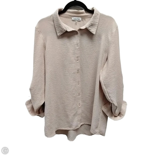 Blouse Long Sleeve By Calvin Klein In Peach, Size: Xl