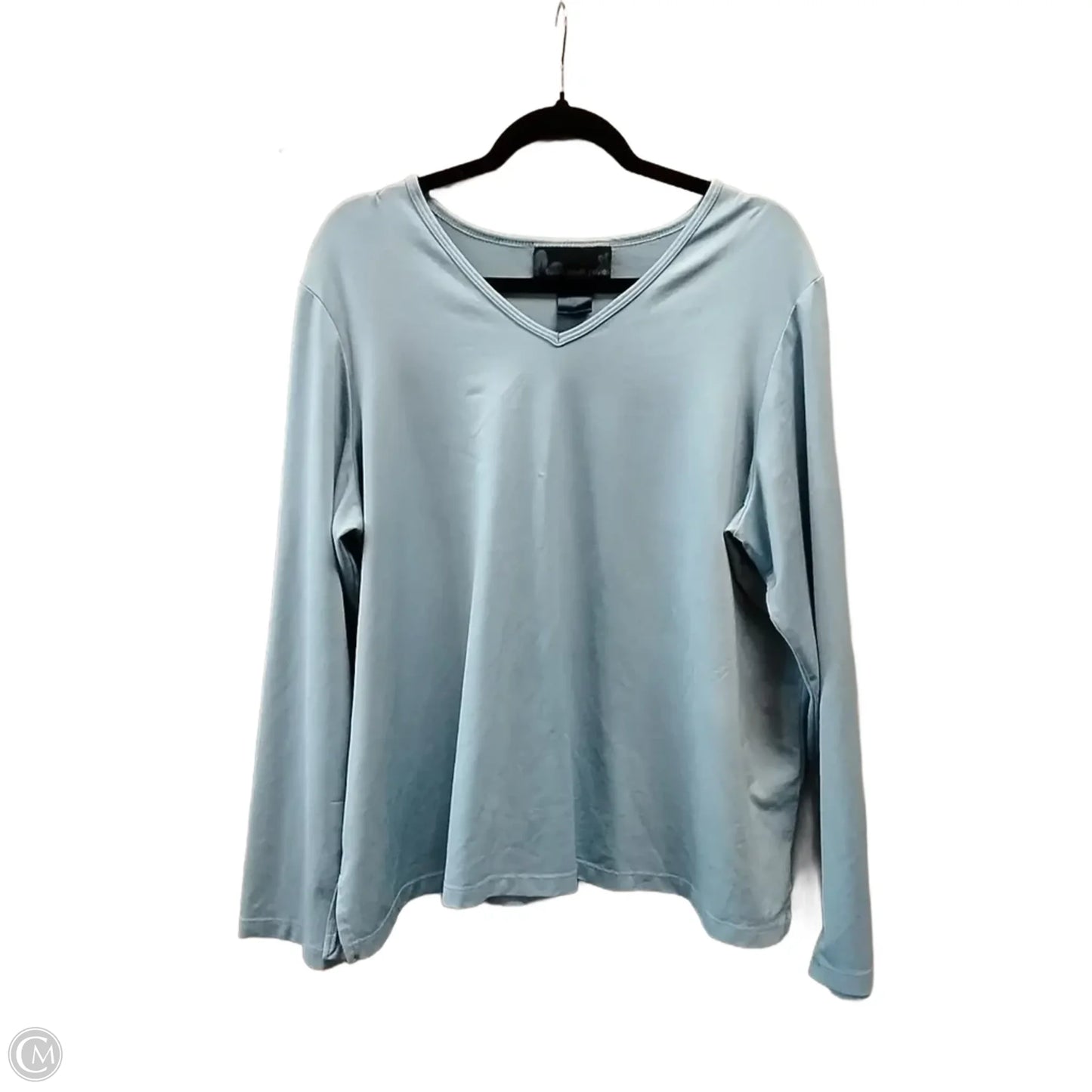 Top Long Sleeve Basic By Susan Graver In Blue, Size: 1x