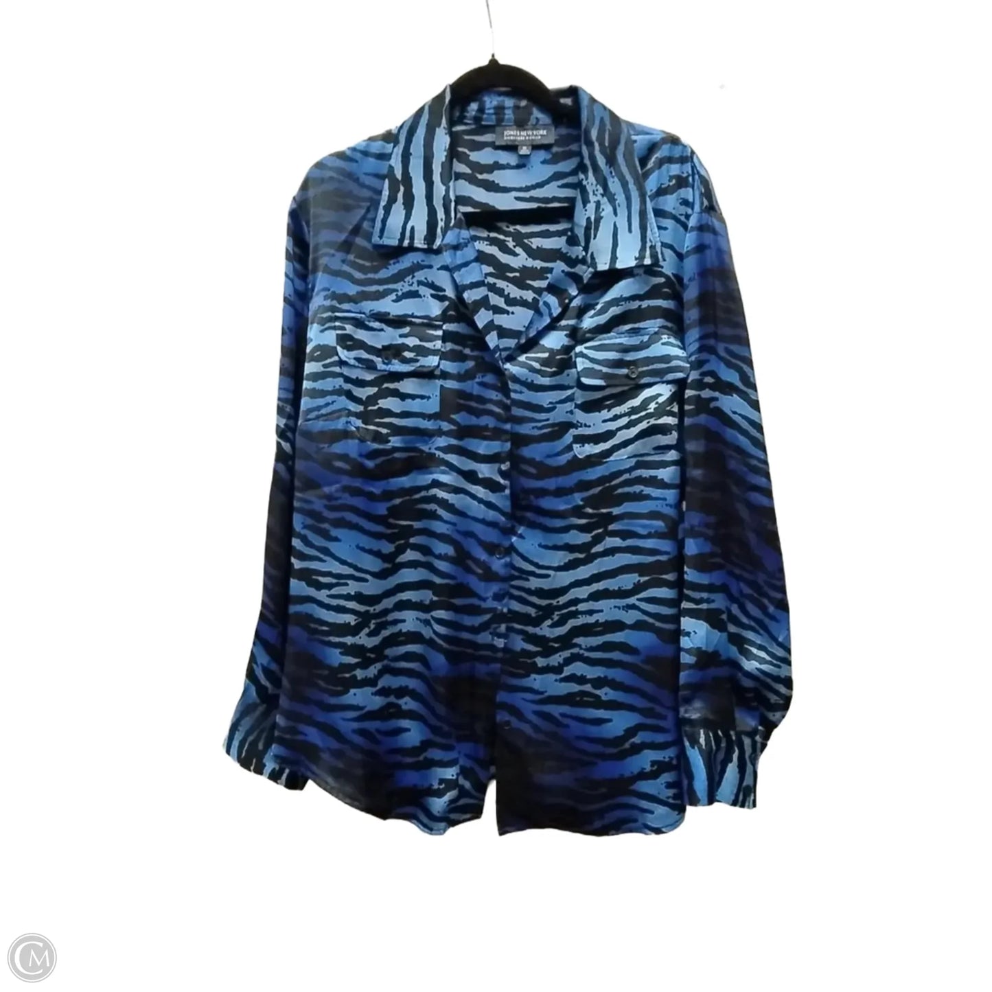 Top Long Sleeve By Jones New York In Black & Blue, Size: 3x