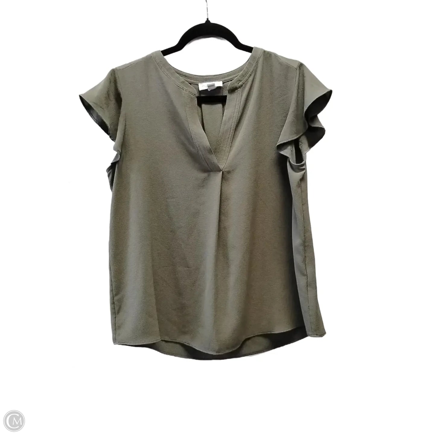 Blouse Short Sleeve By Calvin Klein In Green, Size: L