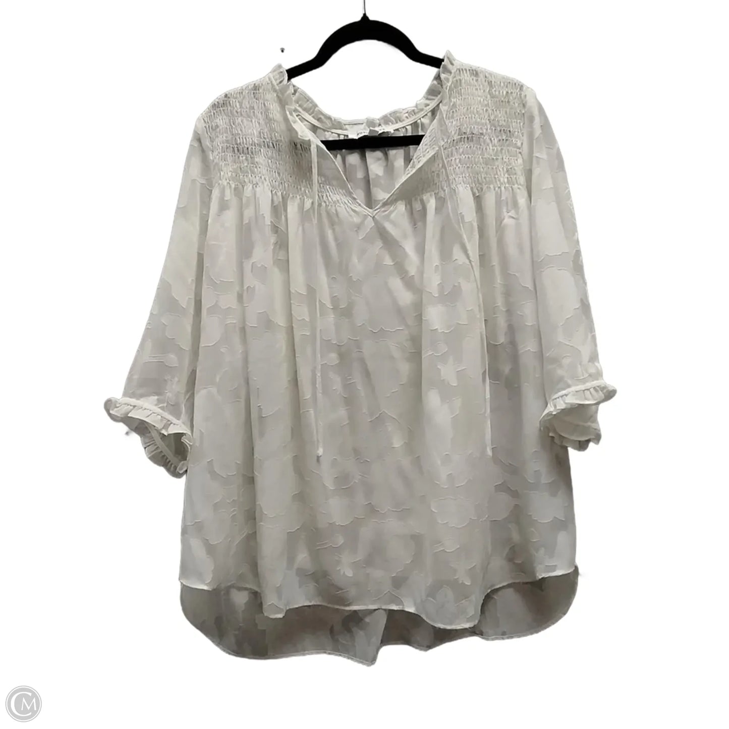 Blouse Long Sleeve By Rose And Olive In Cream, Size: 1x