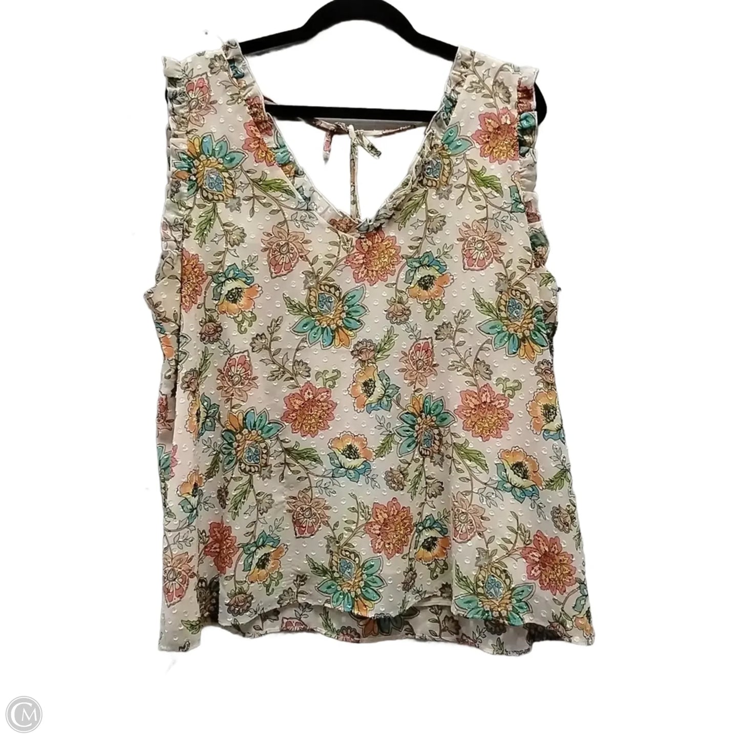 Top Sleeveless Basic By Cato In Floral Print, Size: Xl