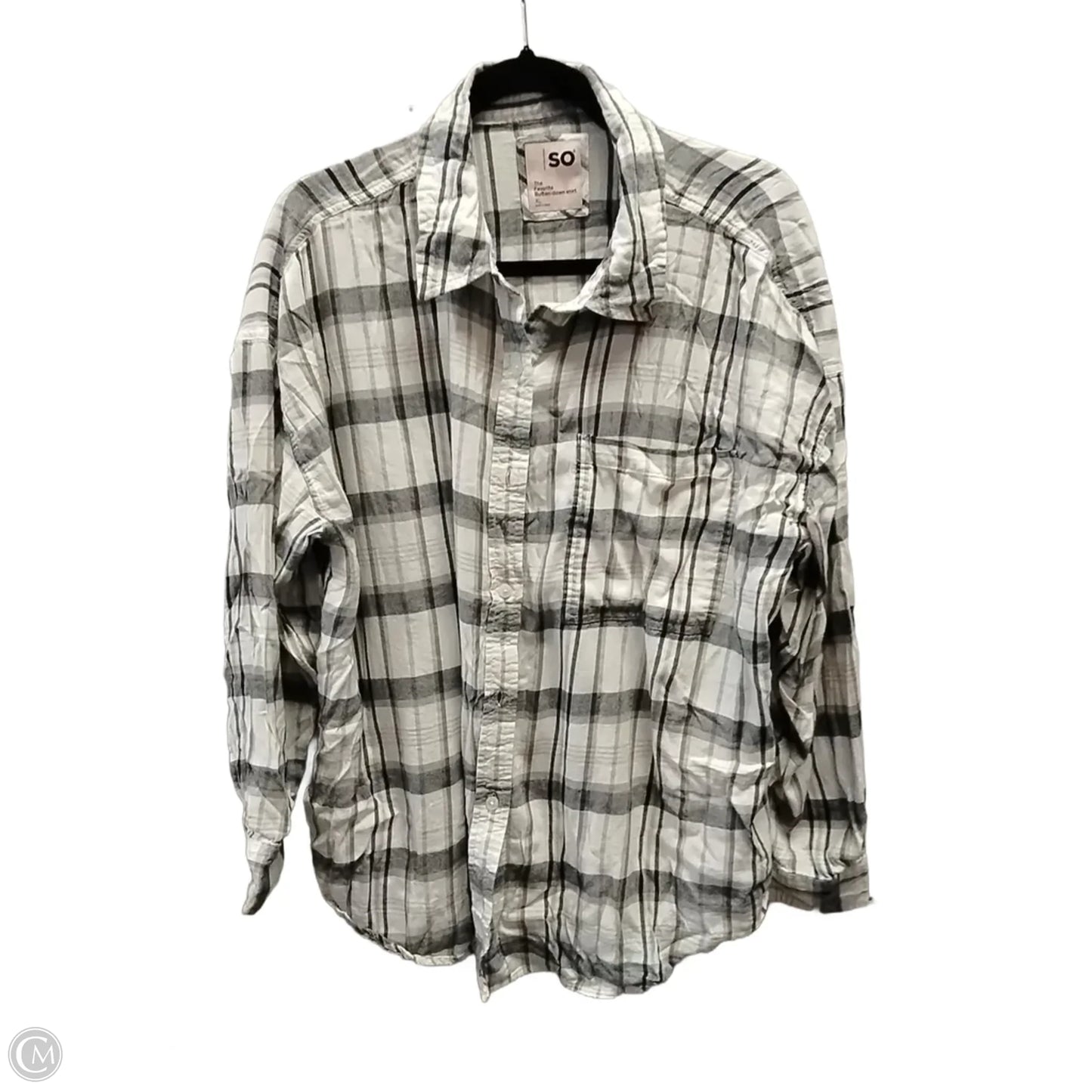 Top Long Sleeve By So In Plaid Pattern, Size: Xl