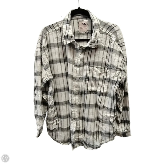 Top Long Sleeve By So In Plaid Pattern, Size: Xl