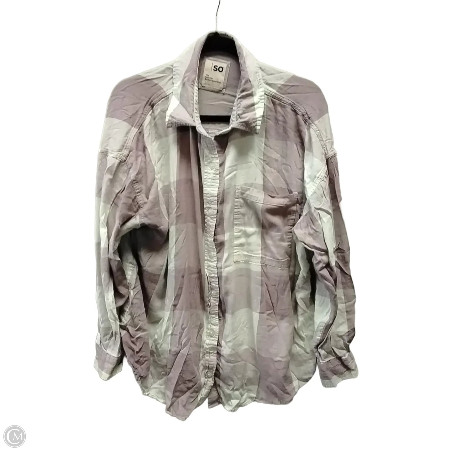 Top Long Sleeve By So In Plaid Pattern, Size: Xl