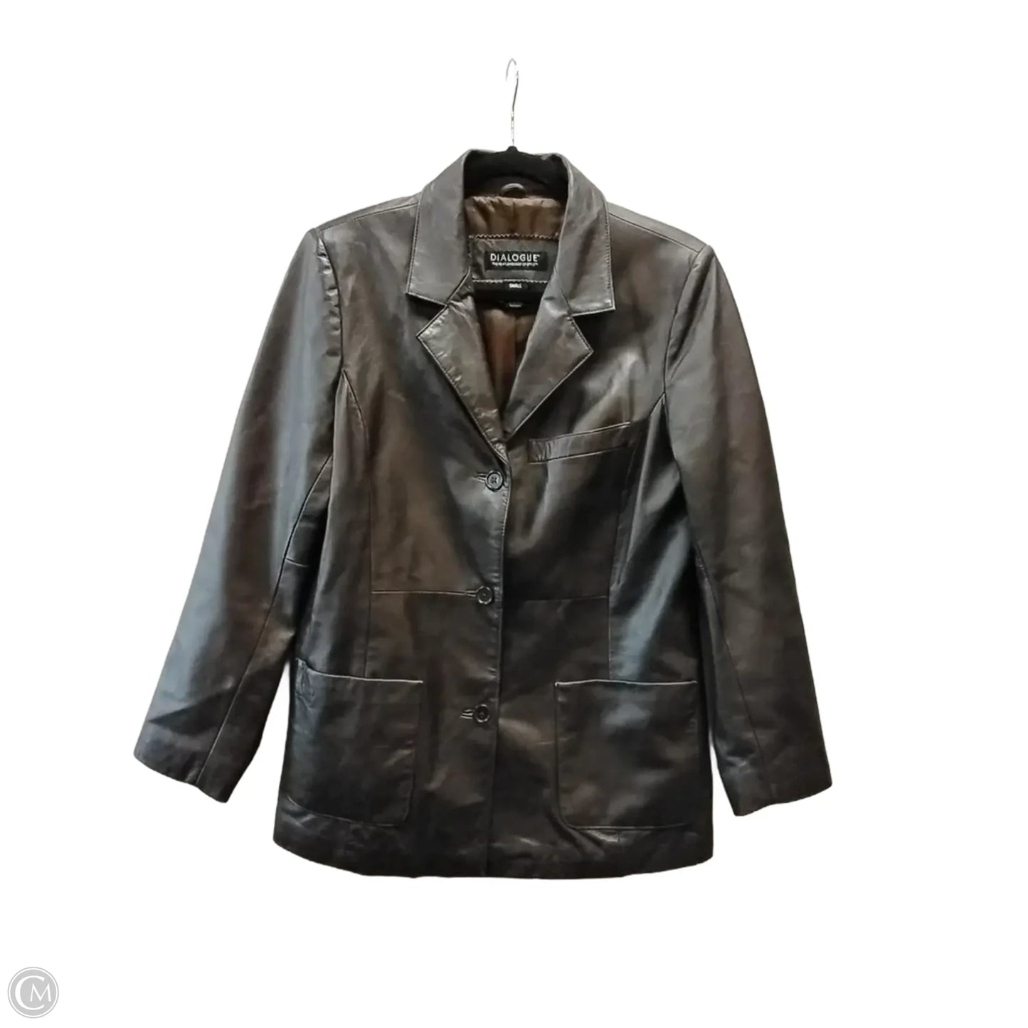 Jacket Leather By Dialogue Qvc In Brown, Size: S