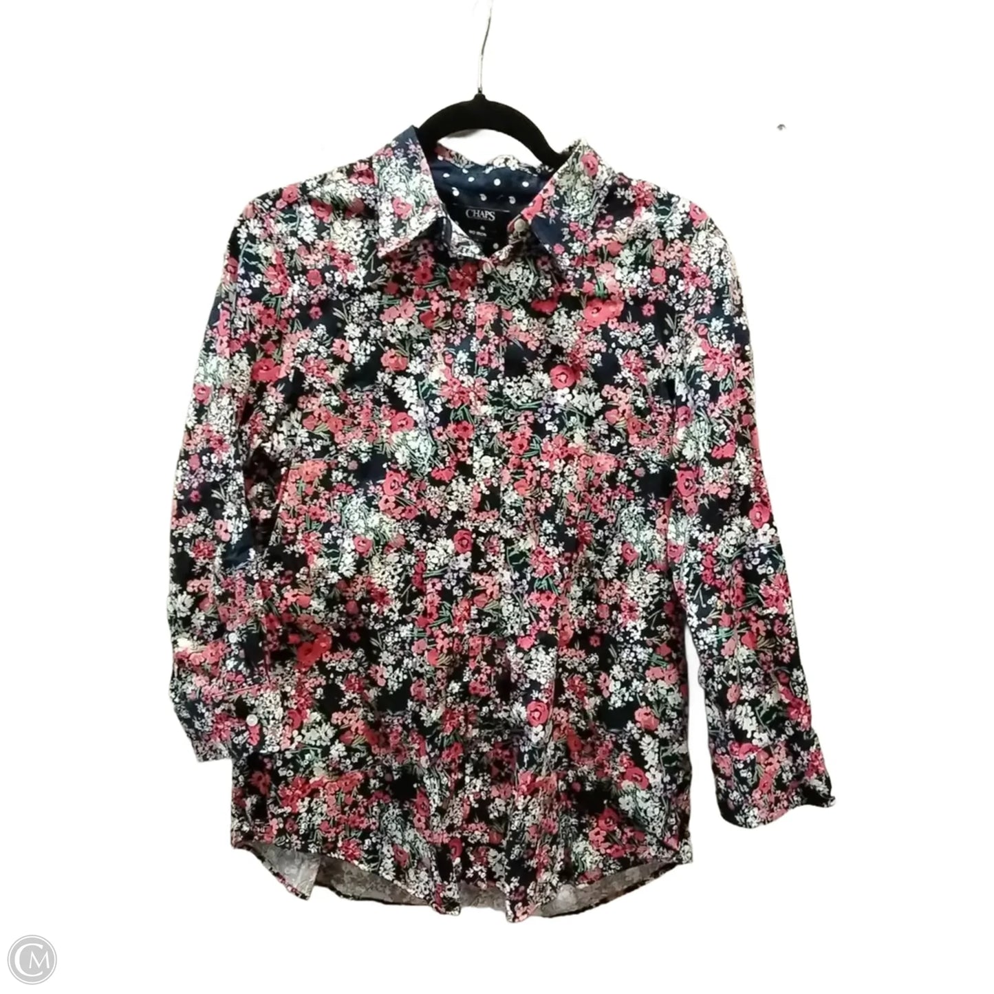 Blouse Long Sleeve By Chaps In Floral Print, Size: L