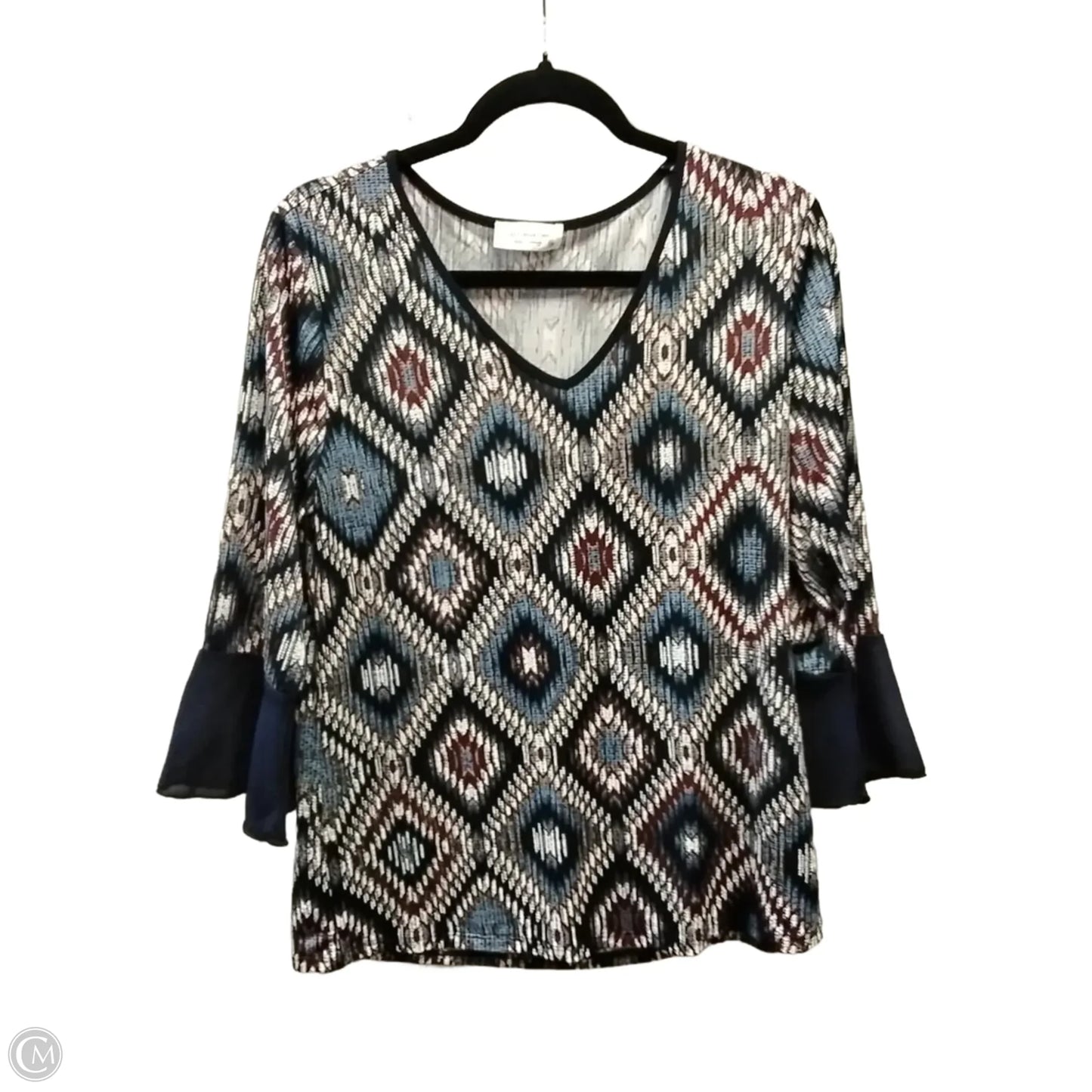 Top Long Sleeve By Exclusive In Geometric Pattern, Size: M