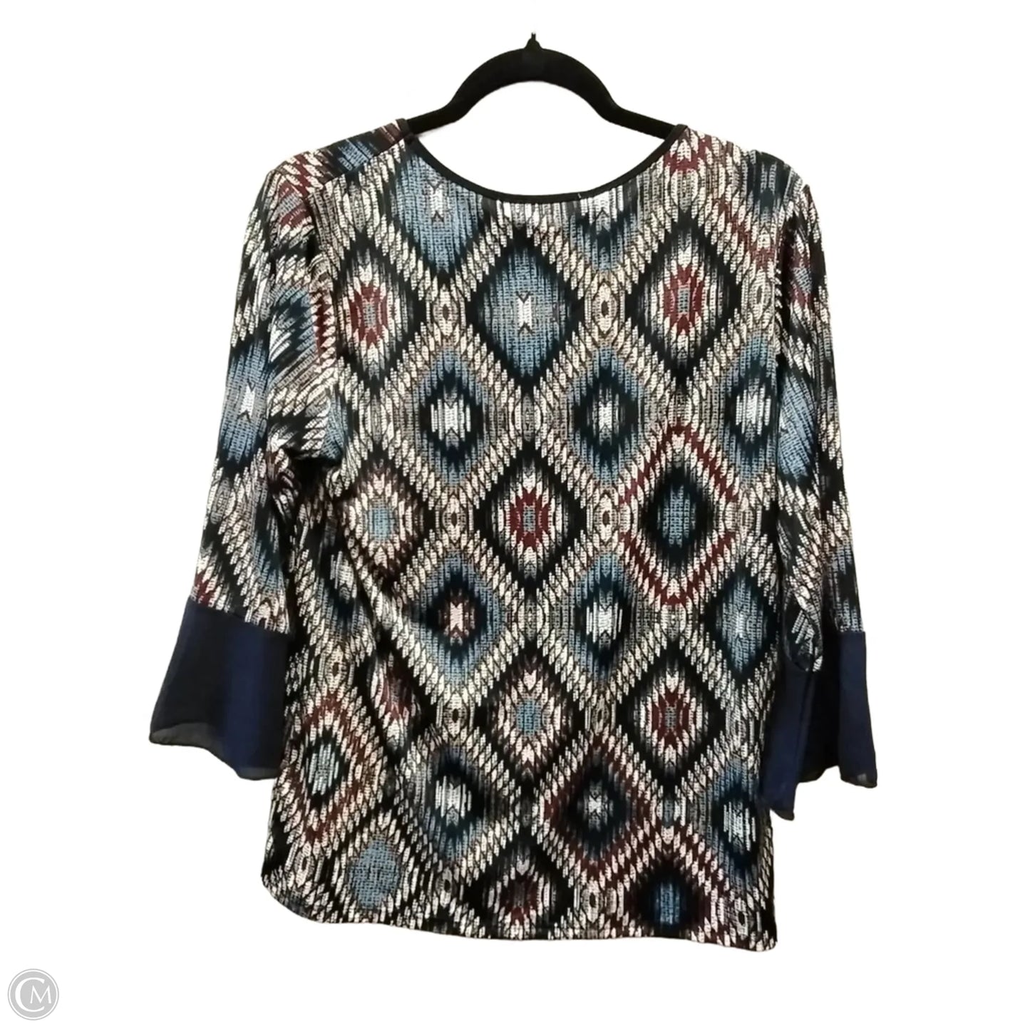 Top Long Sleeve By Exclusive In Geometric Pattern, Size: M