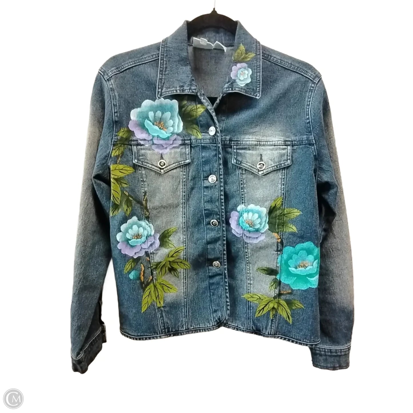 Jacket Denim By Dg2 In Floral Print, Size: S
