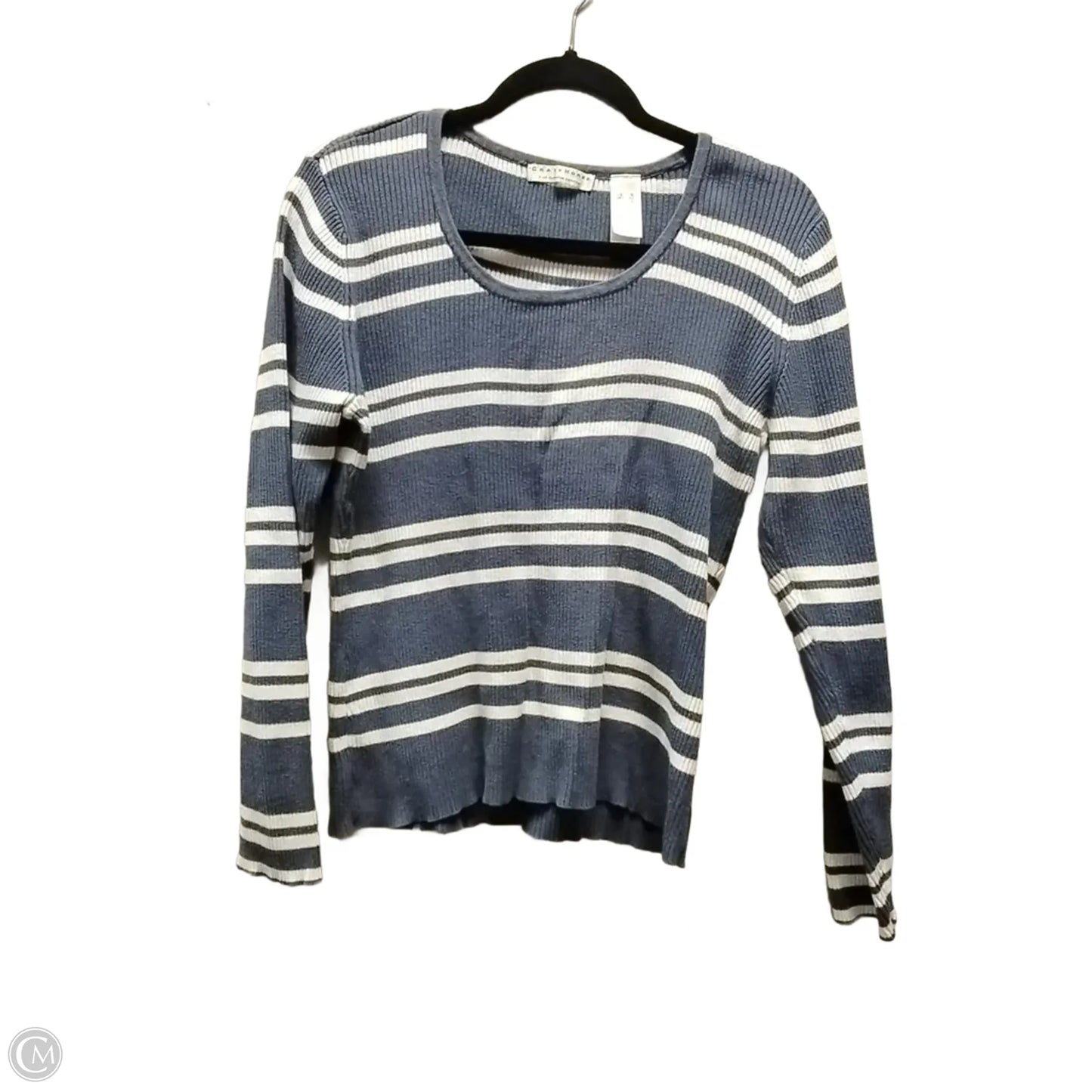 Top Long Sleeve By Crazy Horse In Blue & White, Size: Xl