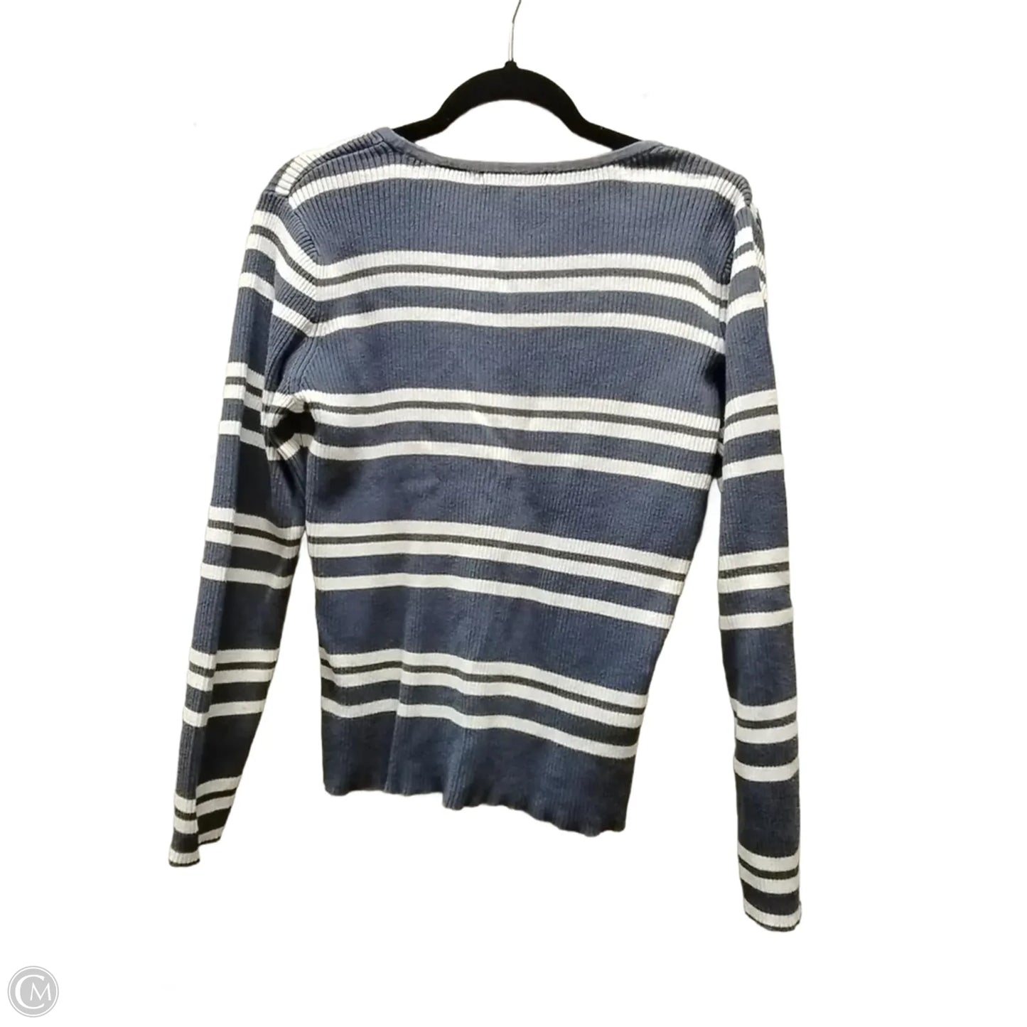 Top Long Sleeve By Crazy Horse In Blue & White, Size: Xl