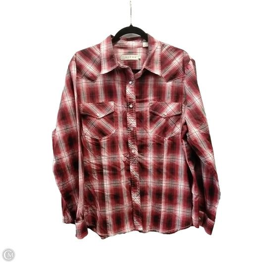 Top Long Sleeve By Roper In Checkered Pattern, Size: 1x