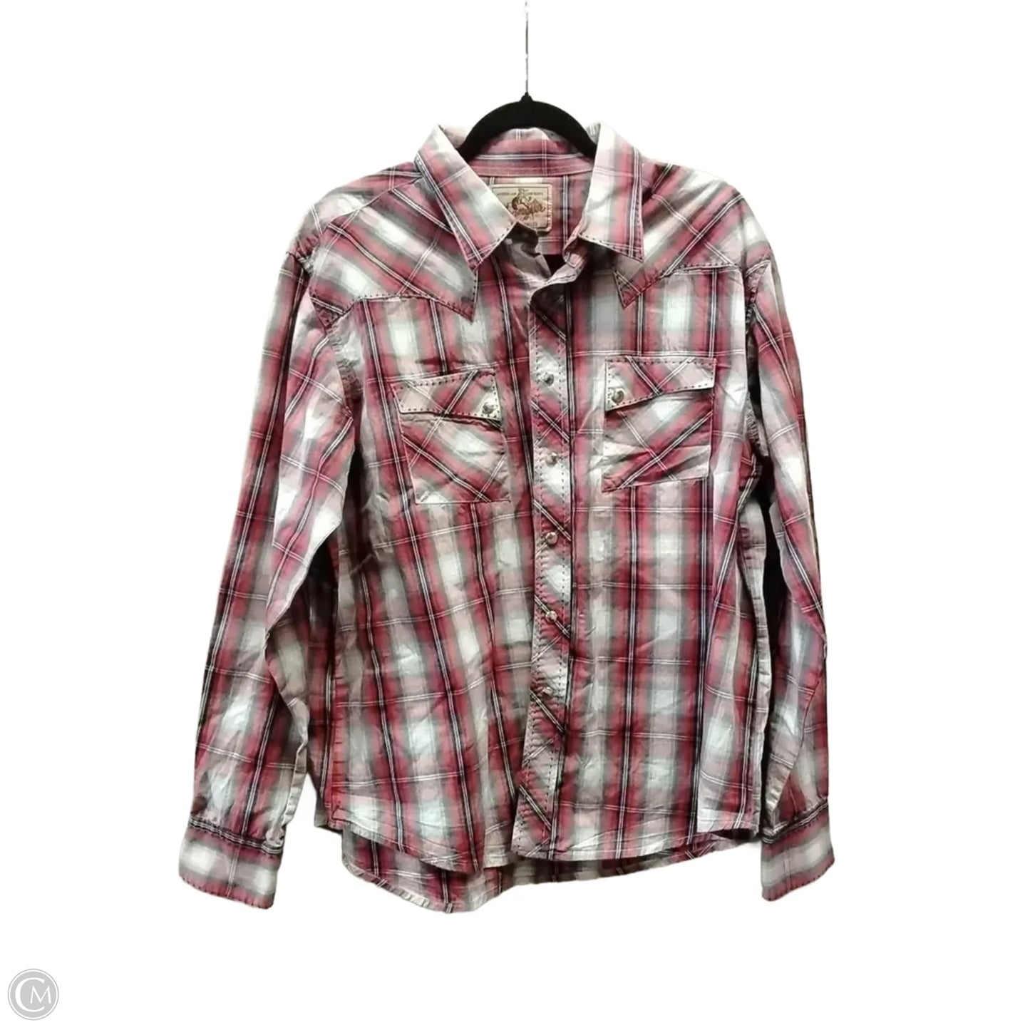 Top Long Sleeve By Wrangler In Checkered Pattern, Size: Xl