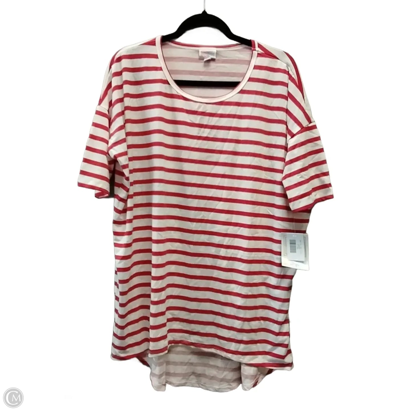 Top Short Sleeve Basic By Lularoe In Striped Pattern, Size: L