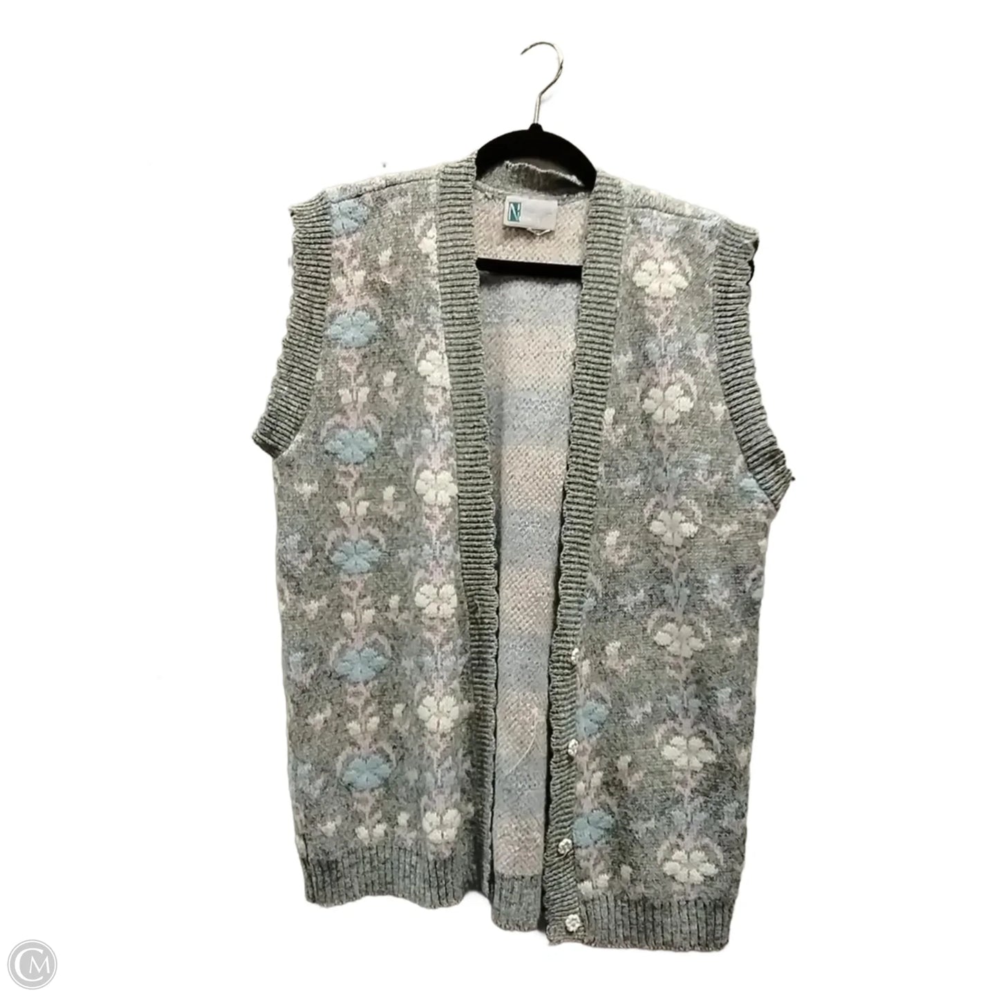 Vest Sweater By Clothes Mentor In Floral Print, Size: L