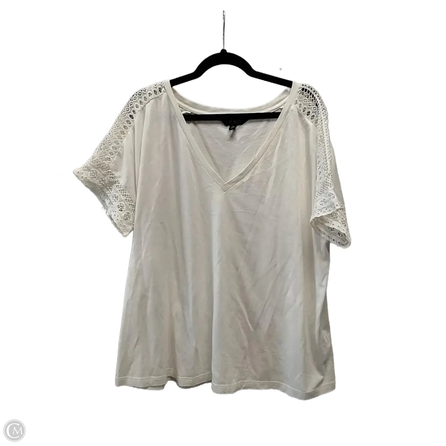 Top Short Sleeve By Lauren By Ralph Lauren In Cream, Size: 2x
