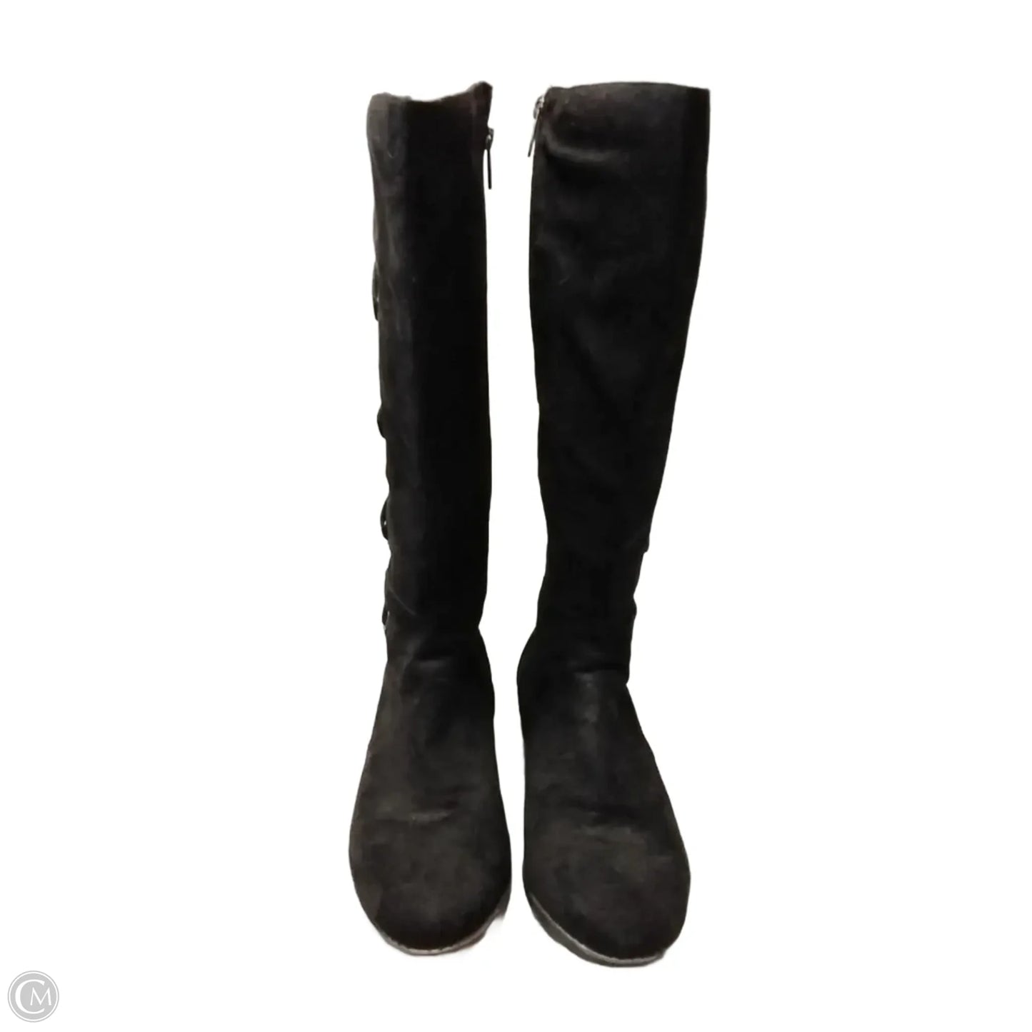 Boots Mid-calf Flats By Torrid In Black & Grey, Size: 11