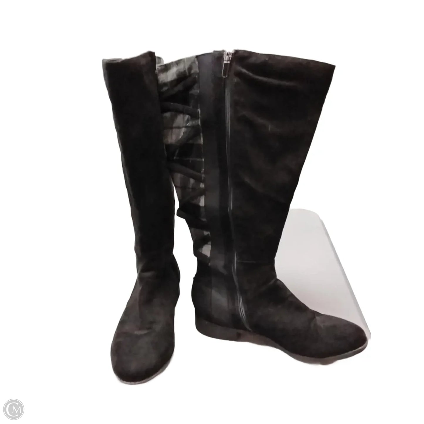 Boots Mid-calf Flats By Torrid In Black & Grey, Size: 11