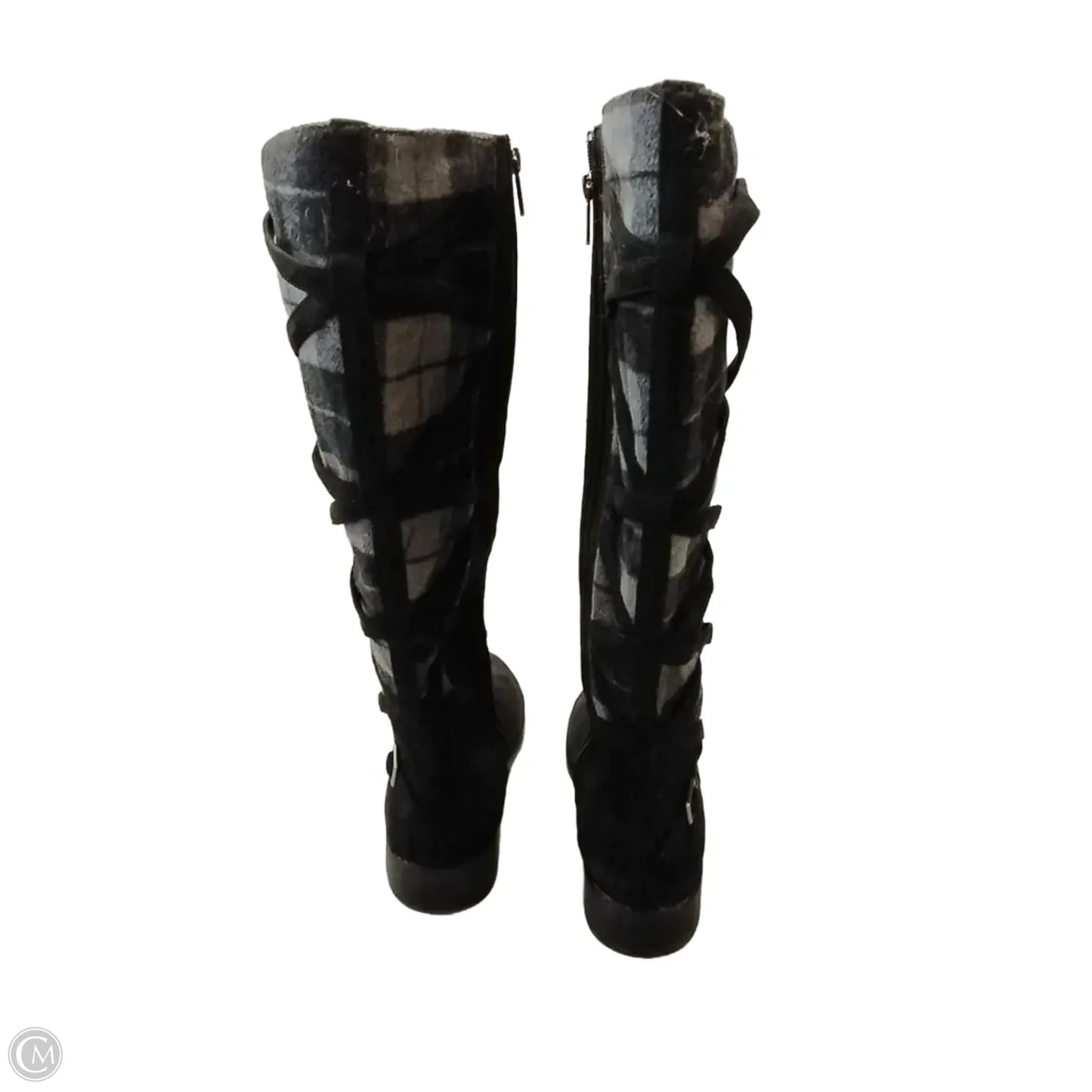 Boots Mid-calf Flats By Torrid In Black & Grey, Size: 11