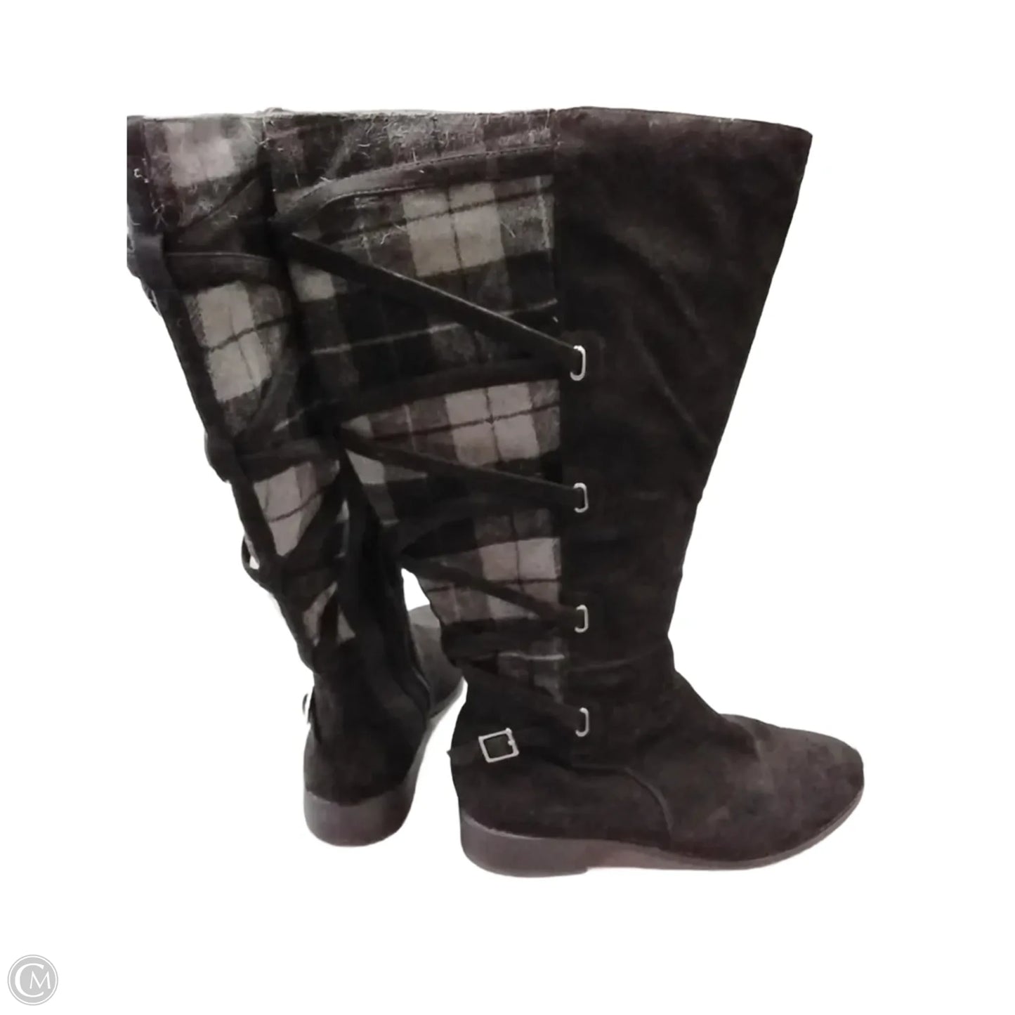 Boots Mid-calf Flats By Torrid In Black & Grey, Size: 11