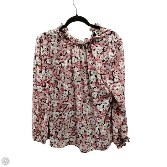 Blouse Long Sleeve By Anne Klein In Floral Print, Size: L