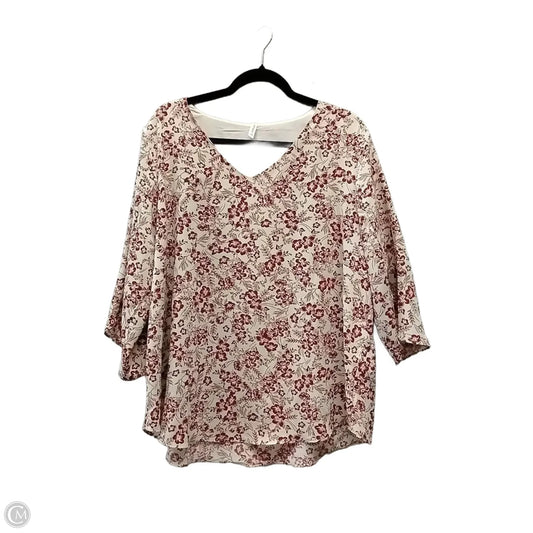 Top 3/4 Sleeve By Cmf In Floral Print, Size: 2x