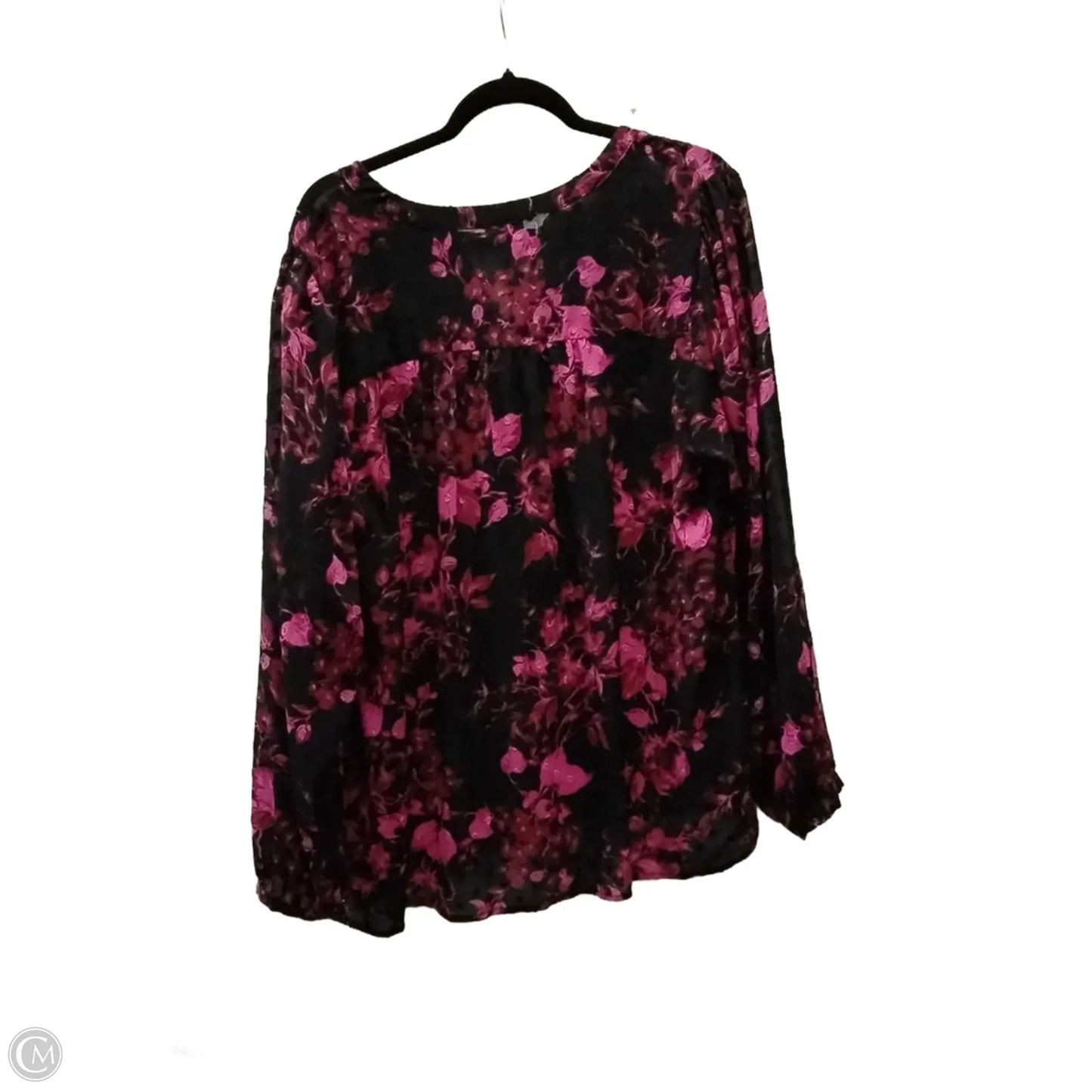 Blouse Long Sleeve By Torrid In Black & Pink, Size: 2x