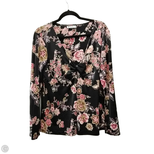 Top Long Sleeve By Self Esteem In Floral Print, Size: 1x