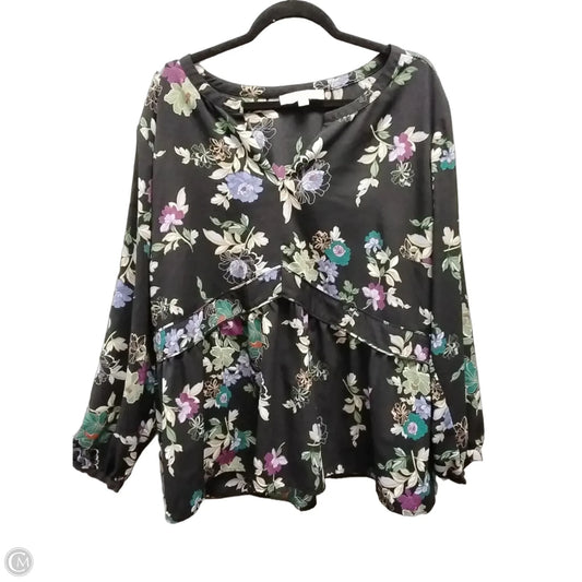 Blouse Long Sleeve By Loft In Floral Print, Size: 3x