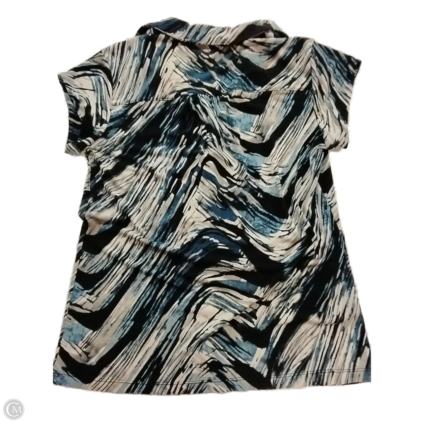 Blouse Short Sleeve By Alfani In Black & Blue, Size: M