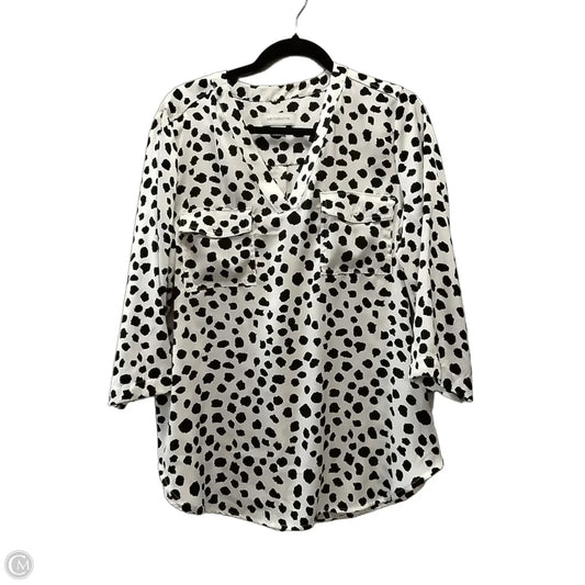Blouse Long Sleeve By Liz Claiborne In Polkadot Pattern, Size: L