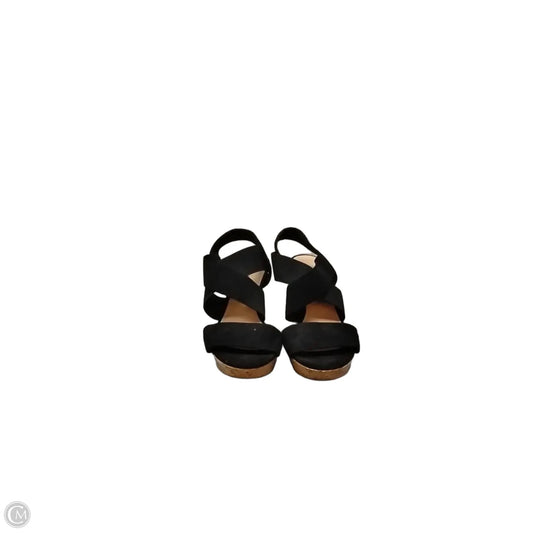 Sandals Heels Wedge By American Eagle Shoes In Black & Tan, Size: 7