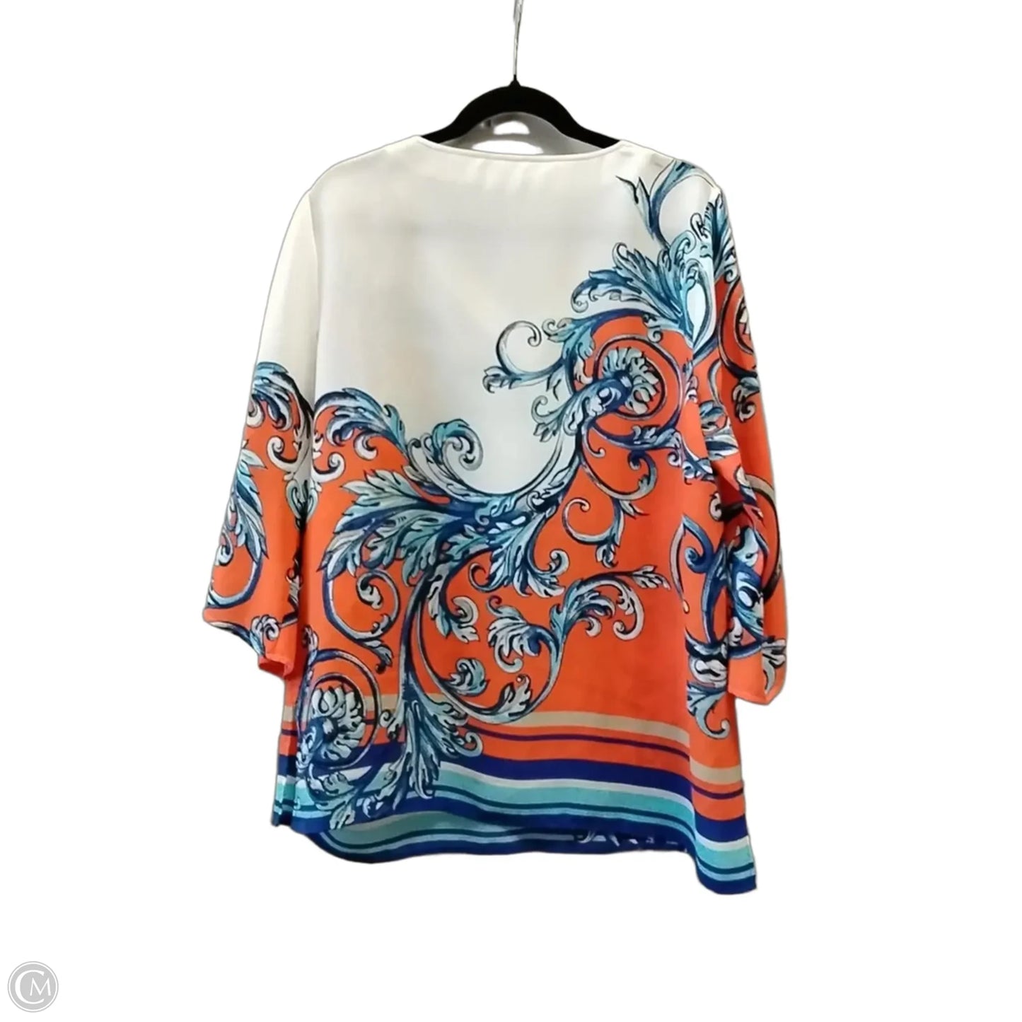 Blouse Long Sleeve By Chicos In Blue & Orange, Size: L