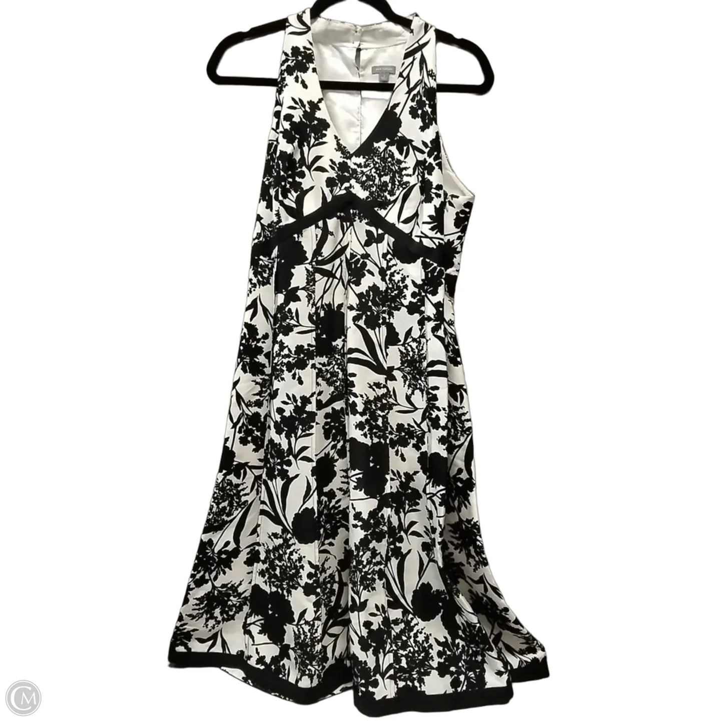 Dress Casual Midi By Ann Taylor In Black & Cream, Size: 10