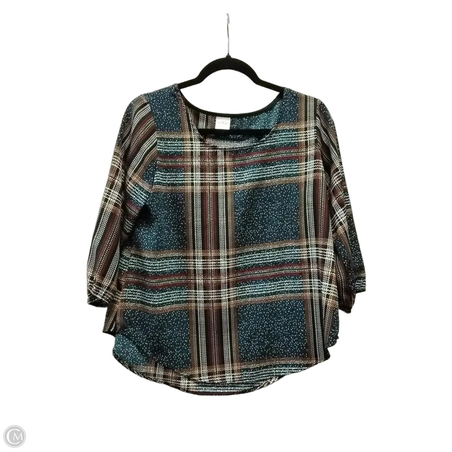 Top Long Sleeve By Kaileigh In Checkered Pattern, Size: S