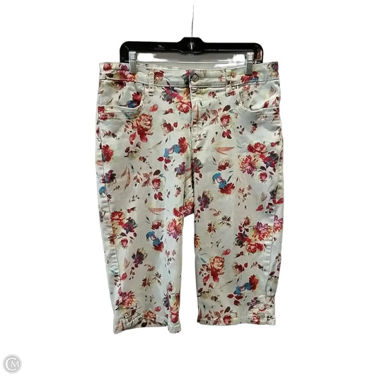 Jeans Cropped By Gloria Vanderbilt In Floral Print, Size: 14
