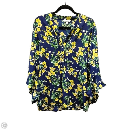 Top Long Sleeve By The Pioneer Woman In Blue & Yellow, Size: 2x