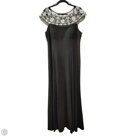Dress Party Long By Clothes Mentor In Black & Silver, Size: 14