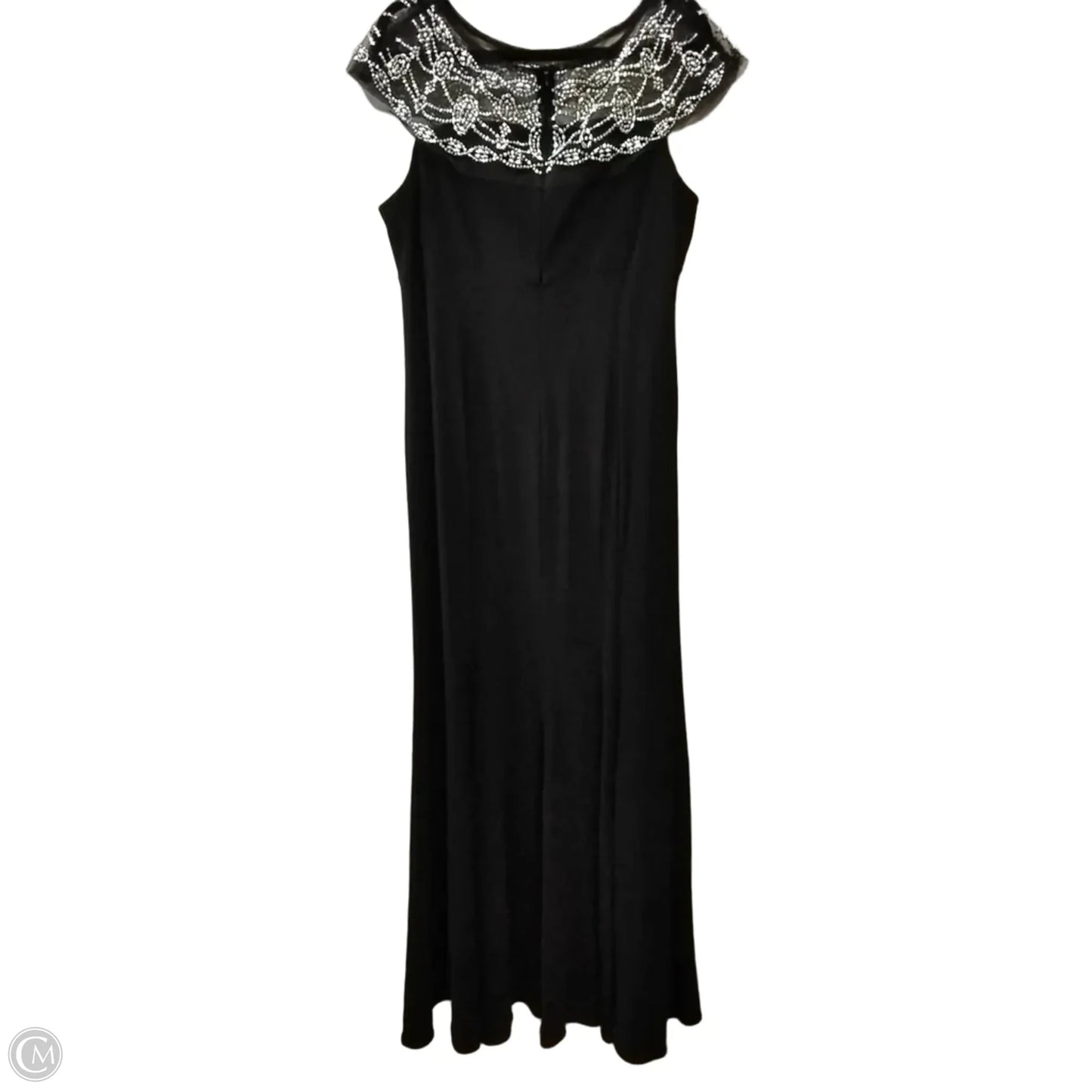 Dress Party Long By Clothes Mentor In Black & Silver, Size: 14