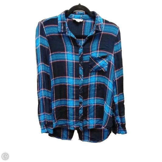 Top Long Sleeve By Beachlunchlounge In Plaid Pattern, Size: S
