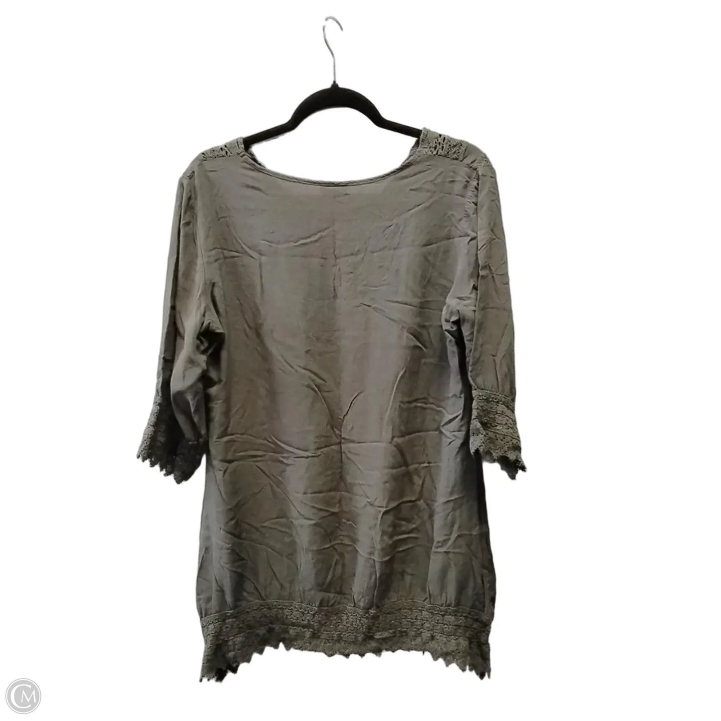 Top Long Sleeve By Cme In Green, Size: L