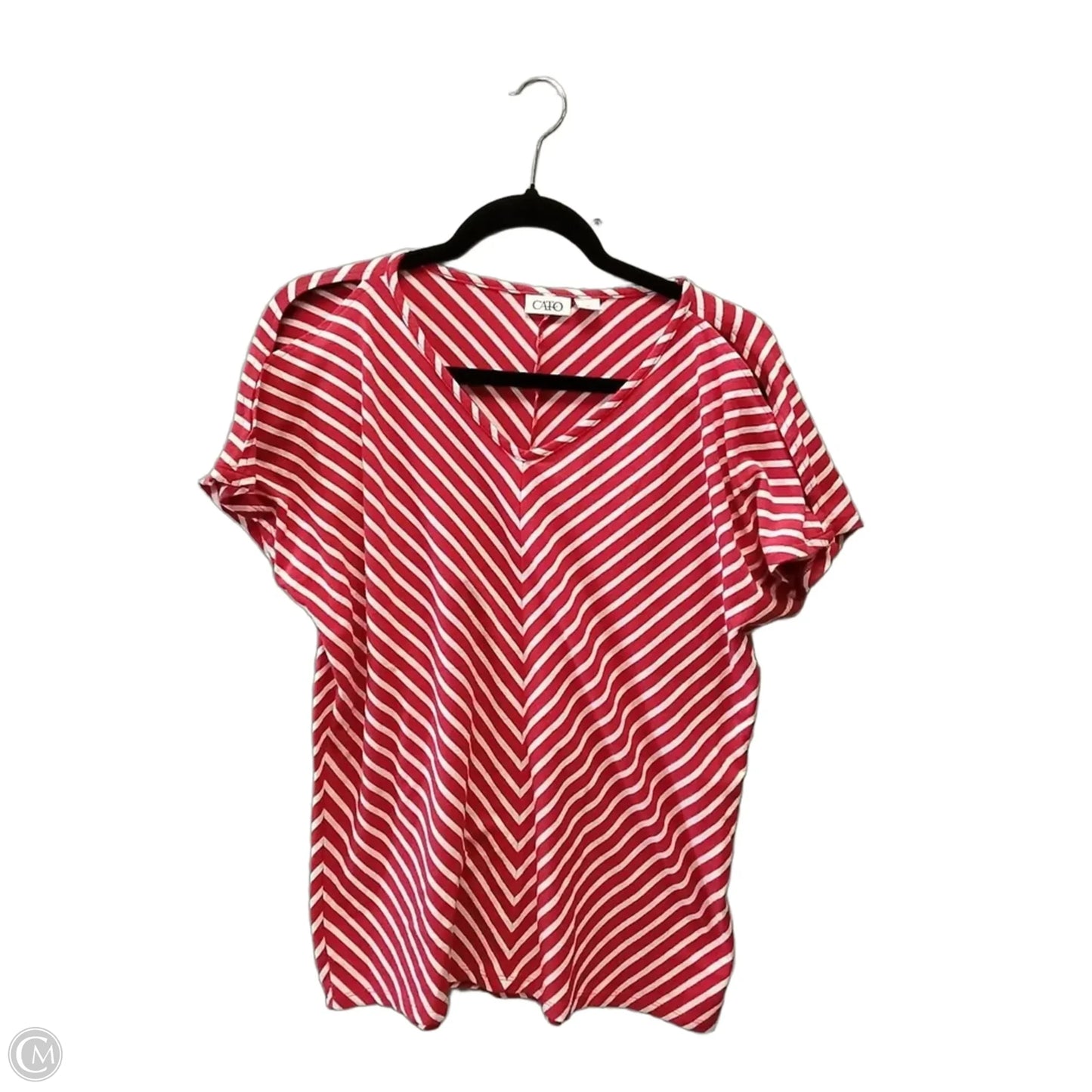 Top Short Sleeve By Cato In Striped Pattern, Size: L