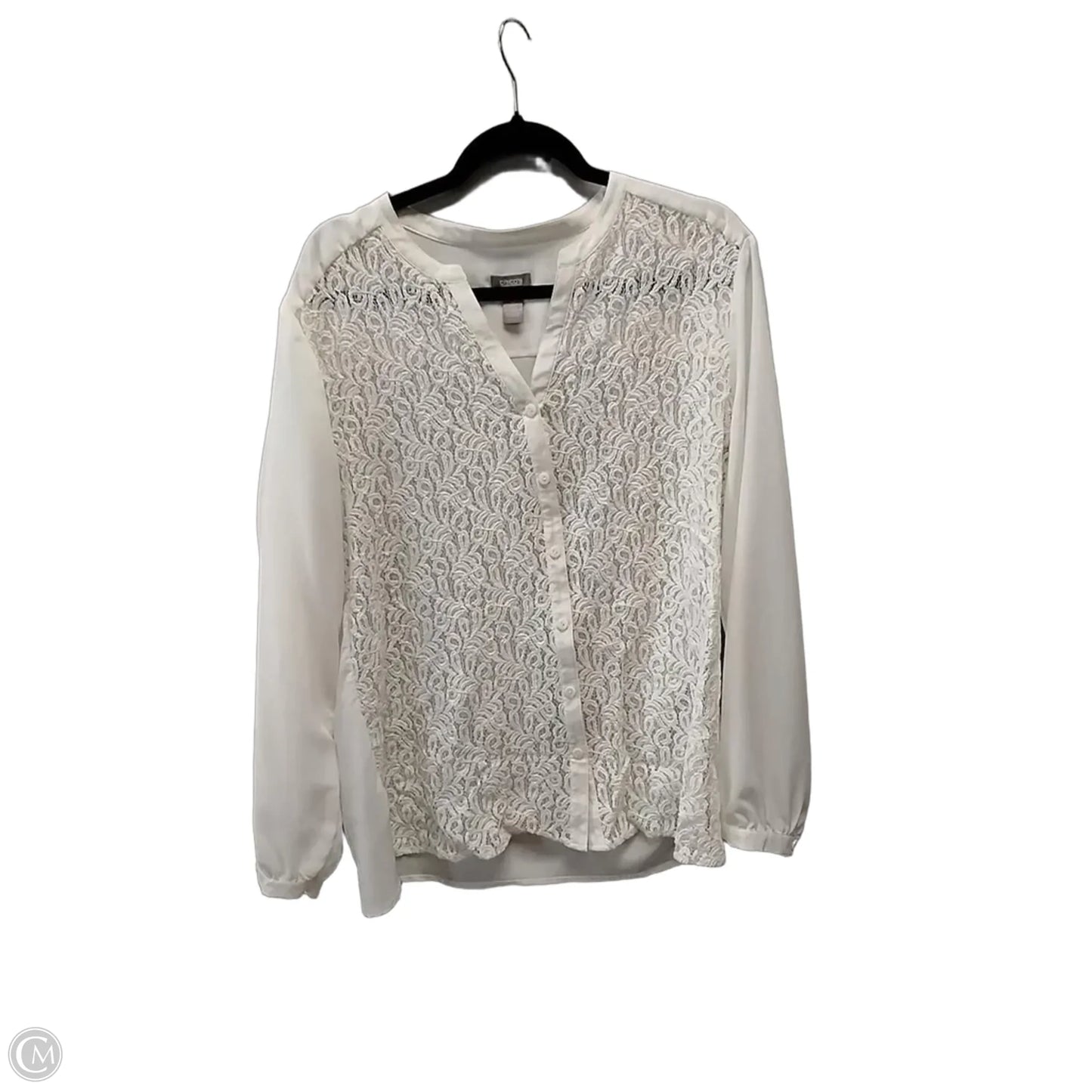 Blouse Long Sleeve By Chicos In Ivory, Size: Xl