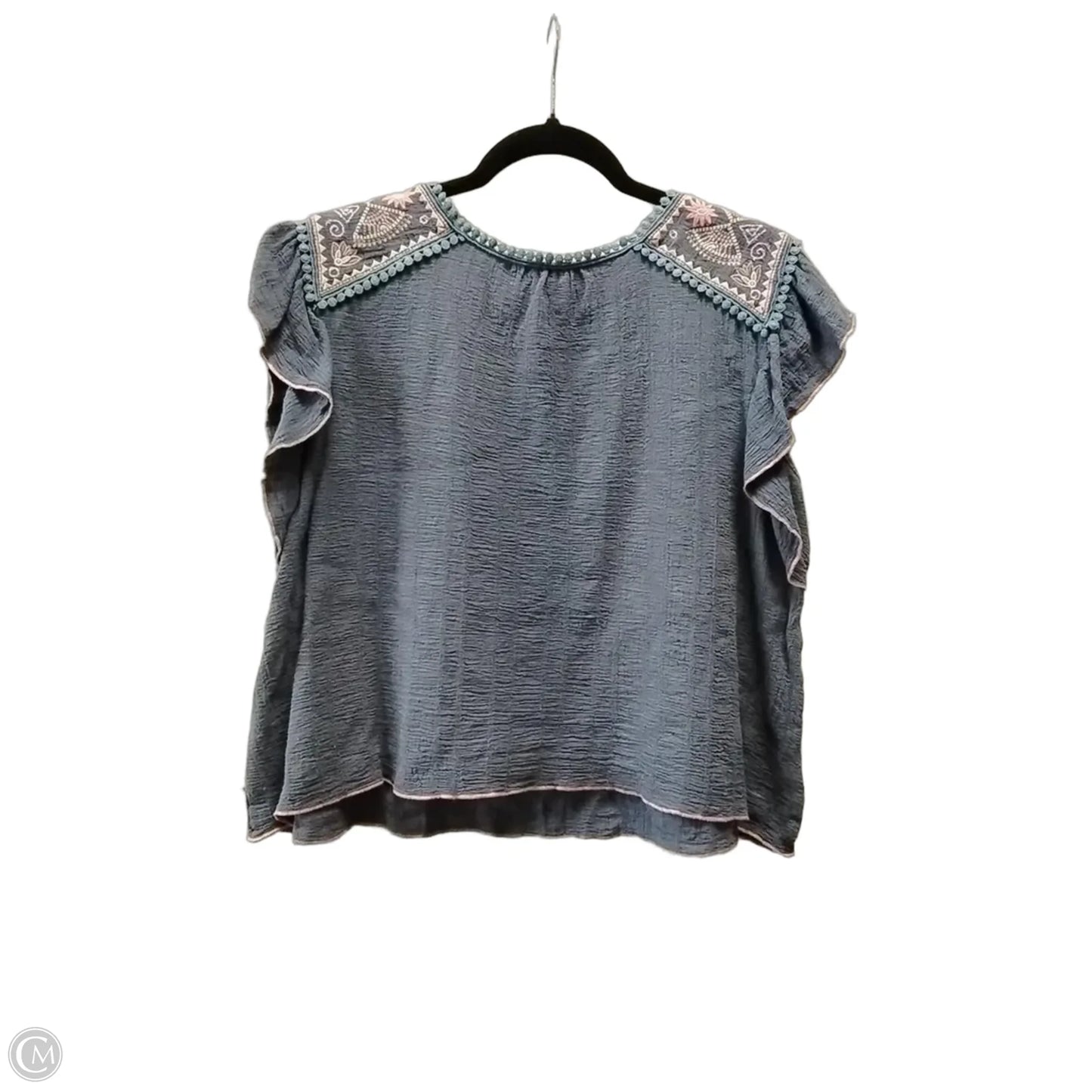 Blouse Short Sleeve By Thml In Blue, Size: L